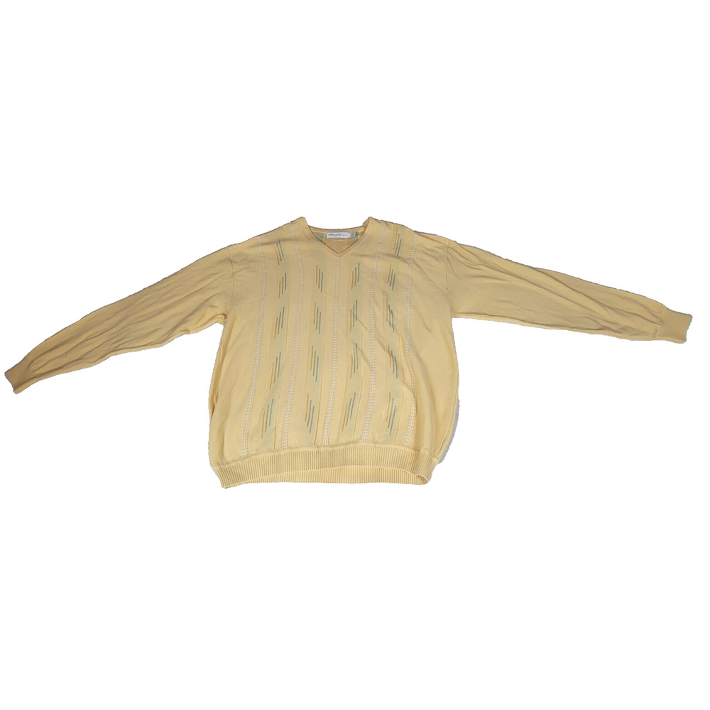 Vintage St Croix Sweater Mens Sz XL Yellow Pullover Grandpa Coogi Rap 90s Y2k